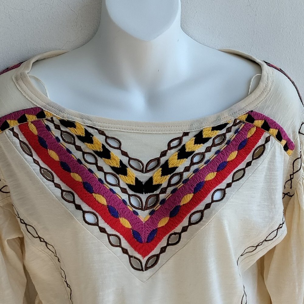 Free People Womens Top Hand Me Down Cropped Embroidered Size XS New - Picture 3 of 4